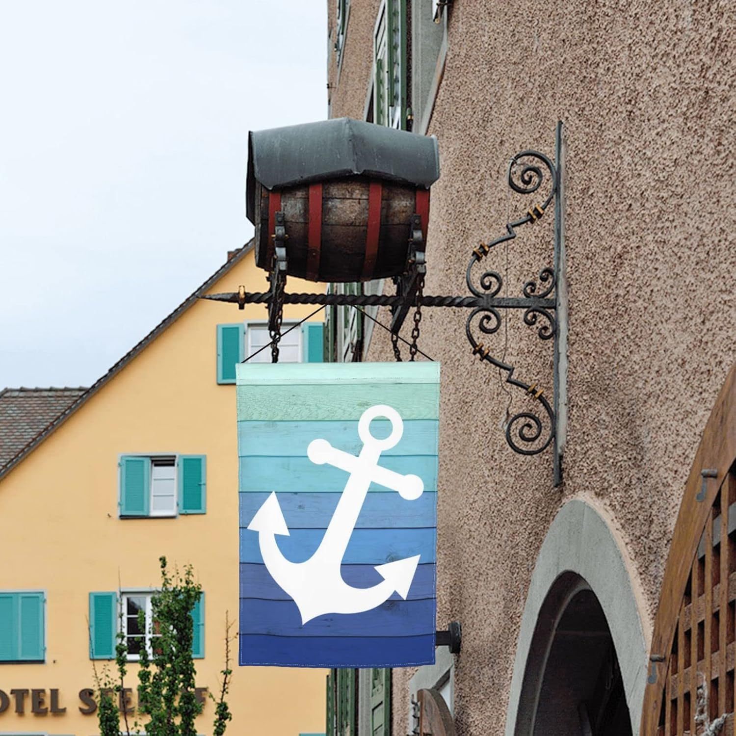 Double Sided Nautical Anchor Garden Flag-Globe Flags