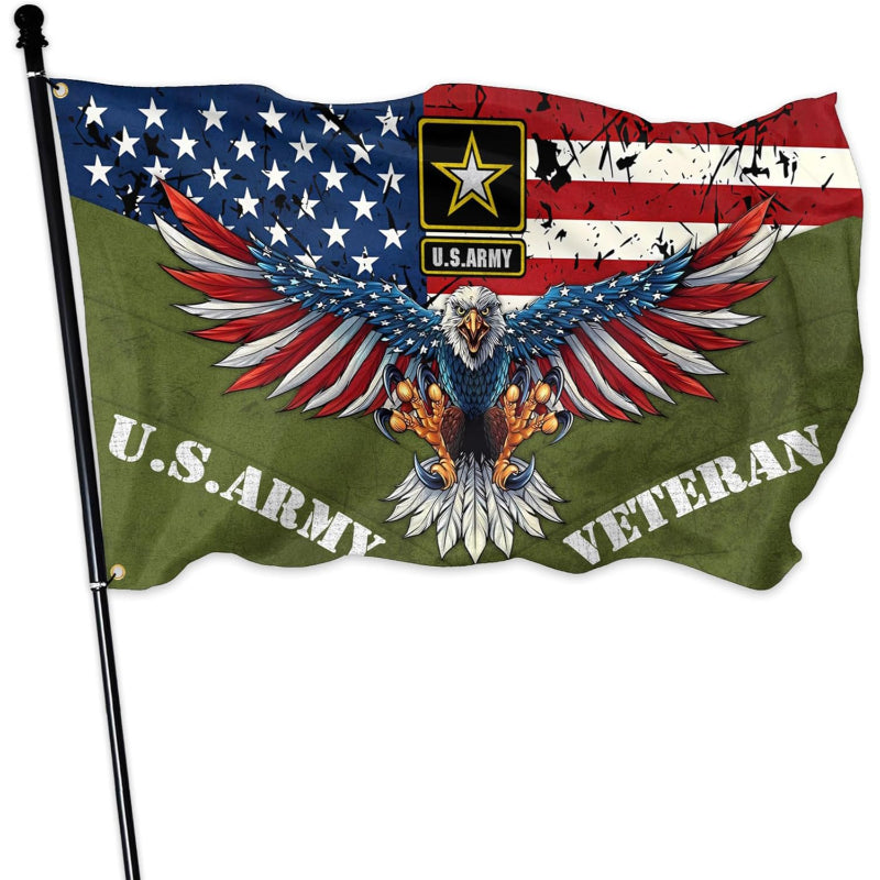 US Army Veteran Double Sided Garden Flag With Eagle Design-Globe Flags
