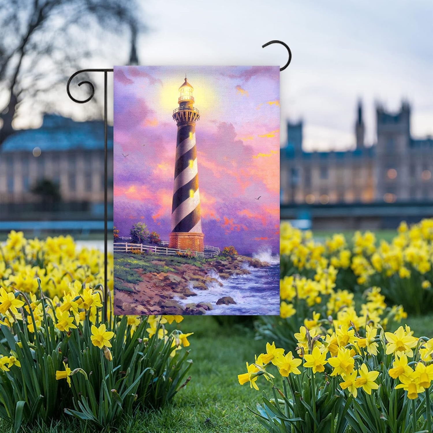 Decorative Lighthouse Printed Flag For Home And Garden with brass grommet hardware detail