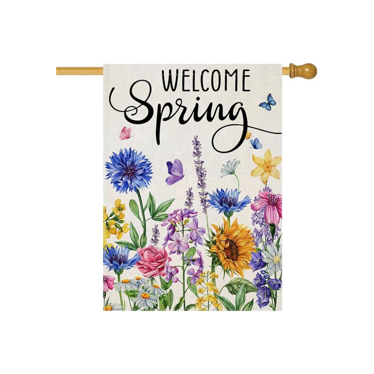 Wildflowers Printed Flag Banner For Yard Decoration hanging banner display