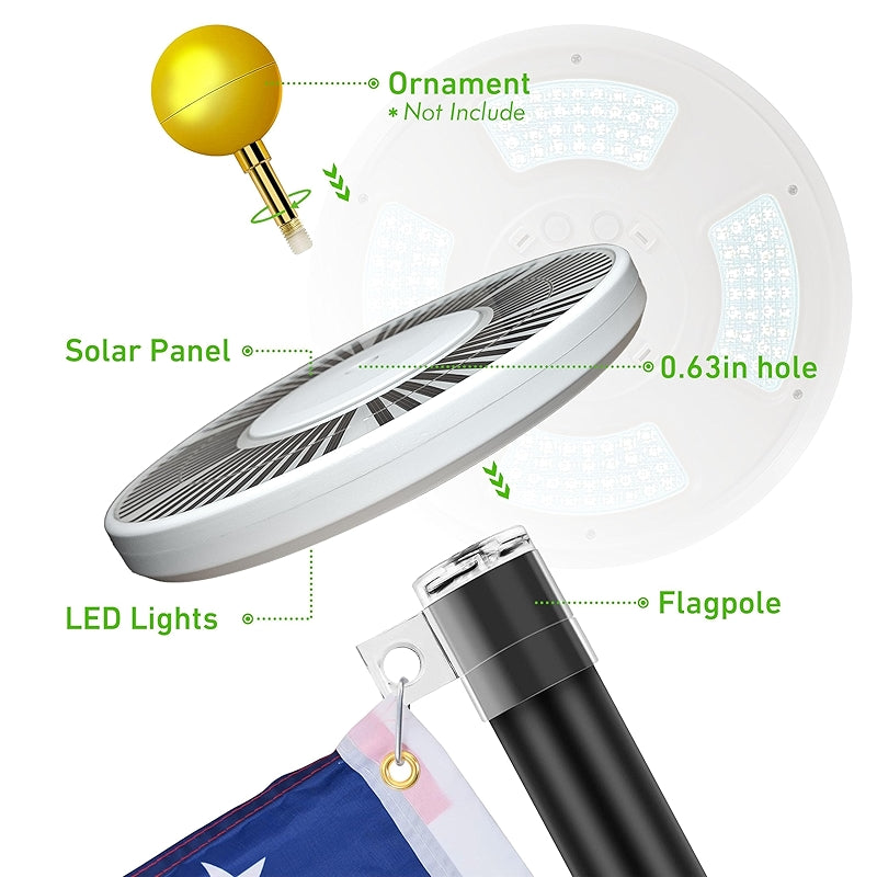 Solar Light For Flag Pole Outdoor With 128 Led Waterproof