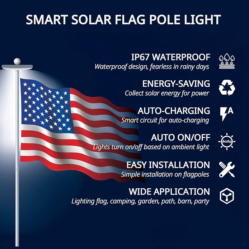 Solar Light For Flag Pole Outdoor With 128 Led Waterproof