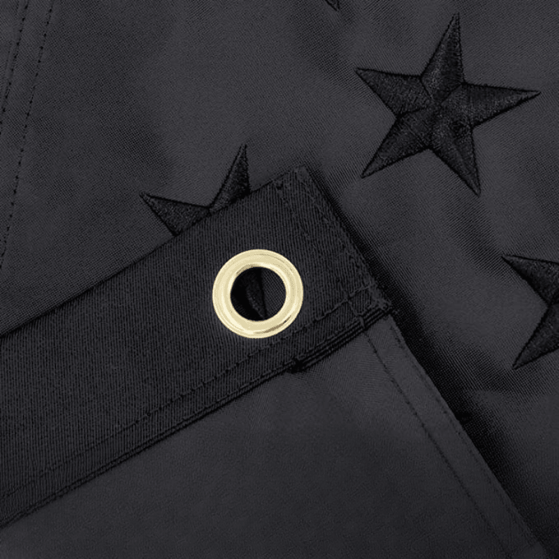 All Black American Flag With Embroidered Stars - Globe Flags