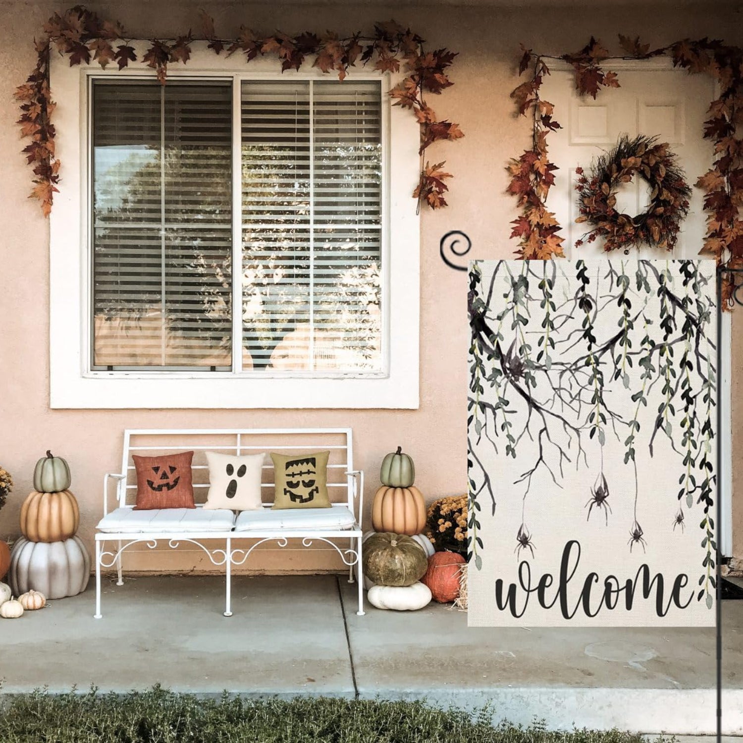 Halloween Welcome Sign Garden Flag-Globe Flags