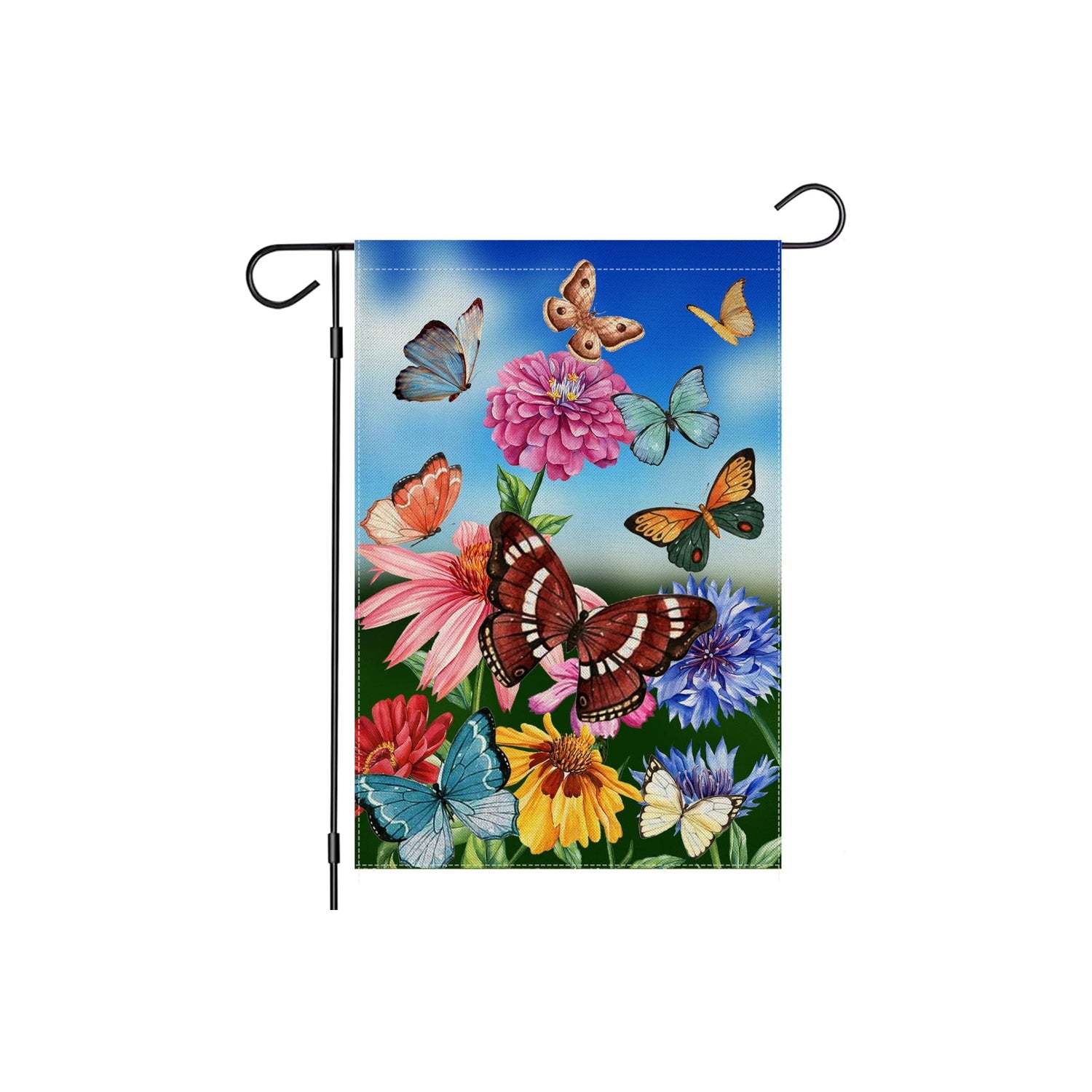 Butterfly And Floral Designed Decorative Banner-Globe Flags