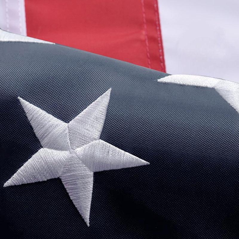 Embroidered Stars American Flag – Outdoor Flag with Brass Grommets - front view on white background
