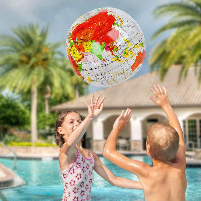 6 Set World Globe Beach Ball - Educational Inflatable Globe Balls-Globe Flags