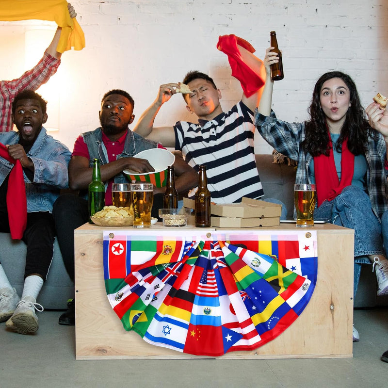 3 Set International Flags Fan Banner hanging banner display