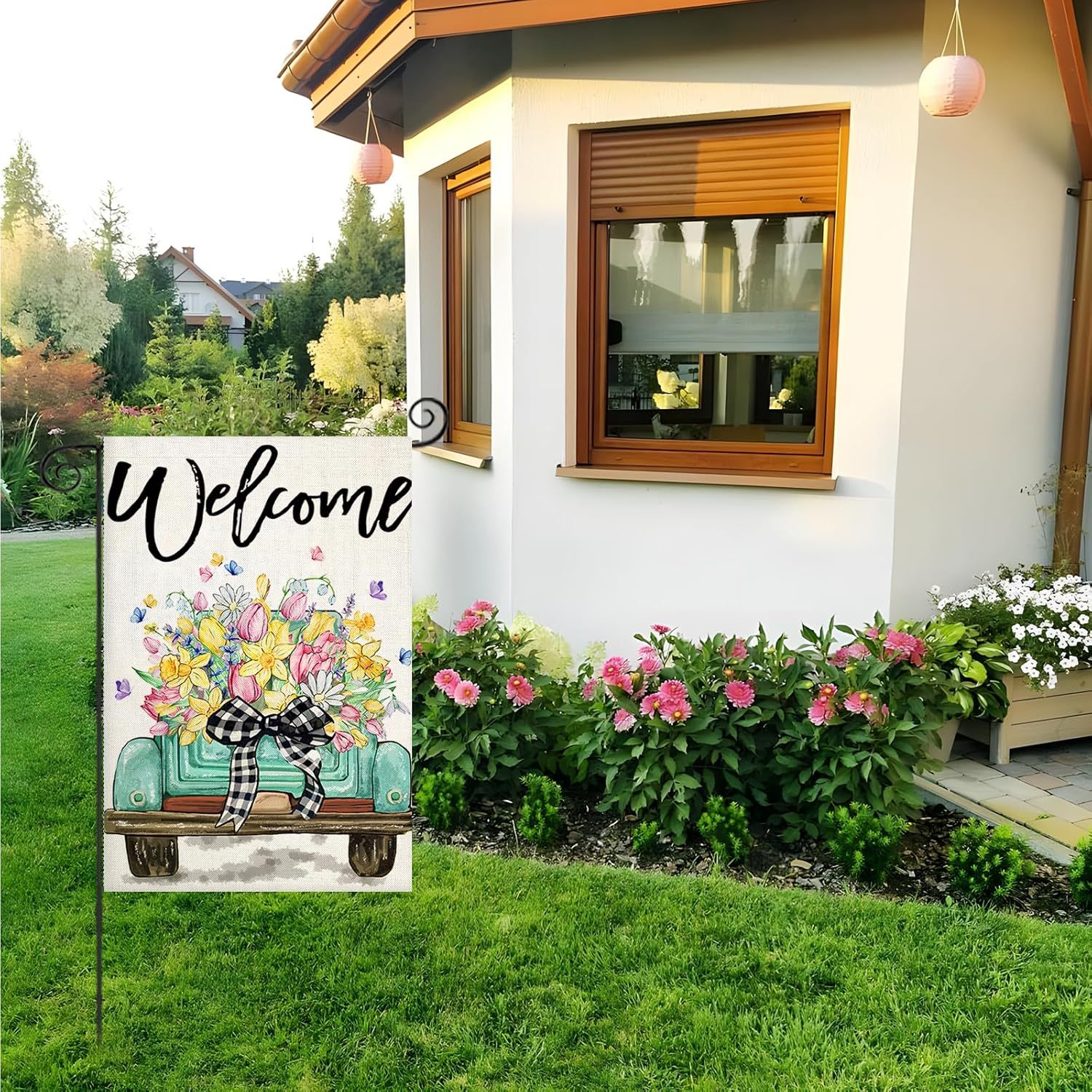 Seasonal Truck With Flowers Printed Garden Flag-Globe Flags