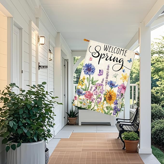 Wildflowers Printed Flag Banner For Yard Decoration material and construction detail