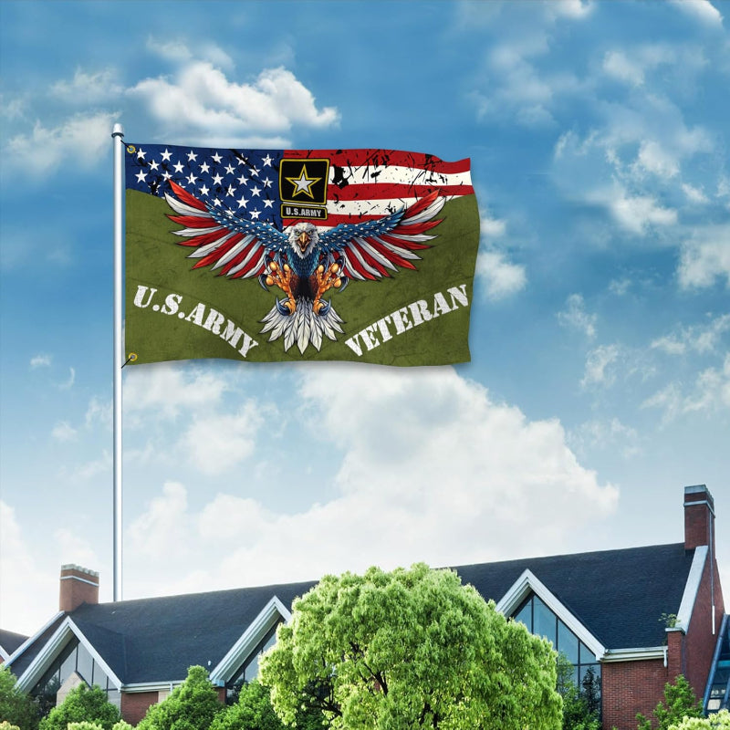 US Army Veteran Double Sided Garden Flag With Eagle Design-Globe Flags