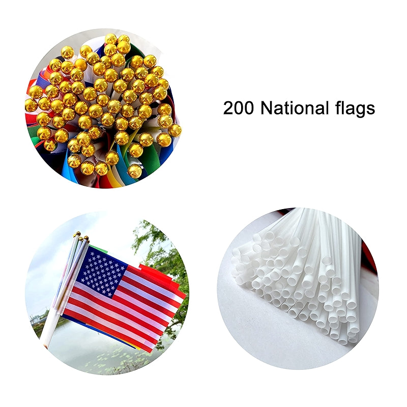 200 Countries International Flags Hand Held Mini Flags