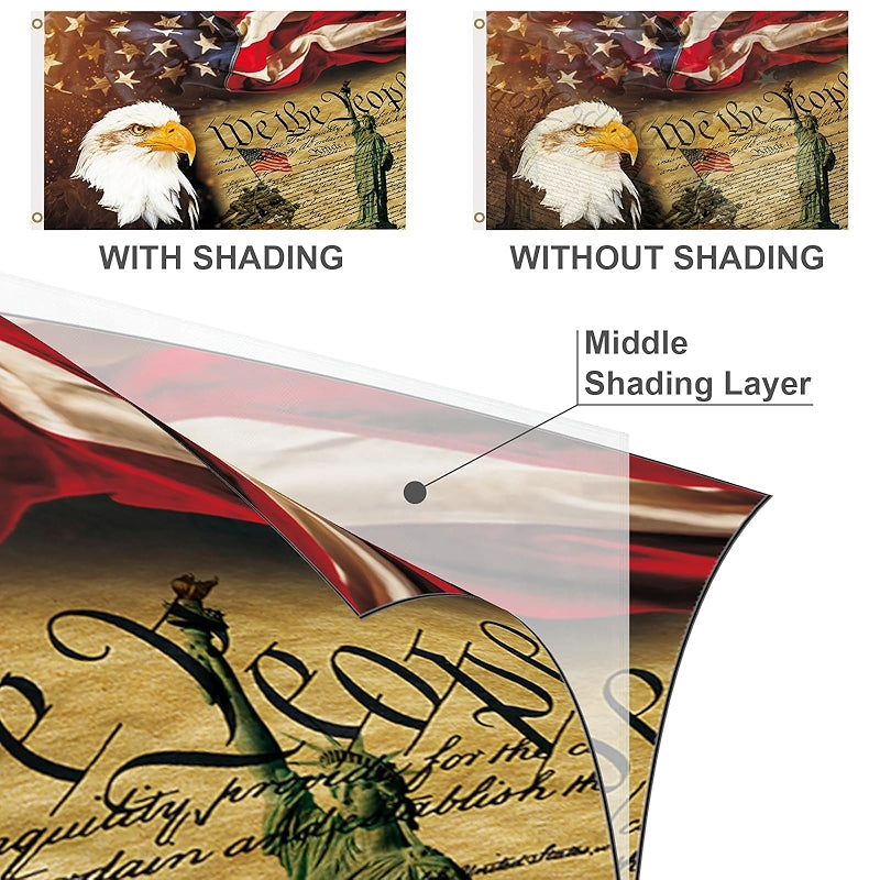 Rustic Constitution Flag 3x5 Ft Double Printed Patriotic Banner