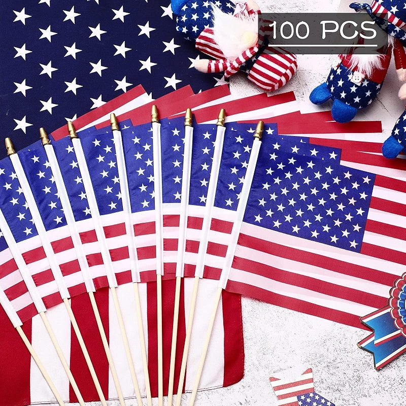 Mini American Flags On Sticks For Celebrations And Decorations