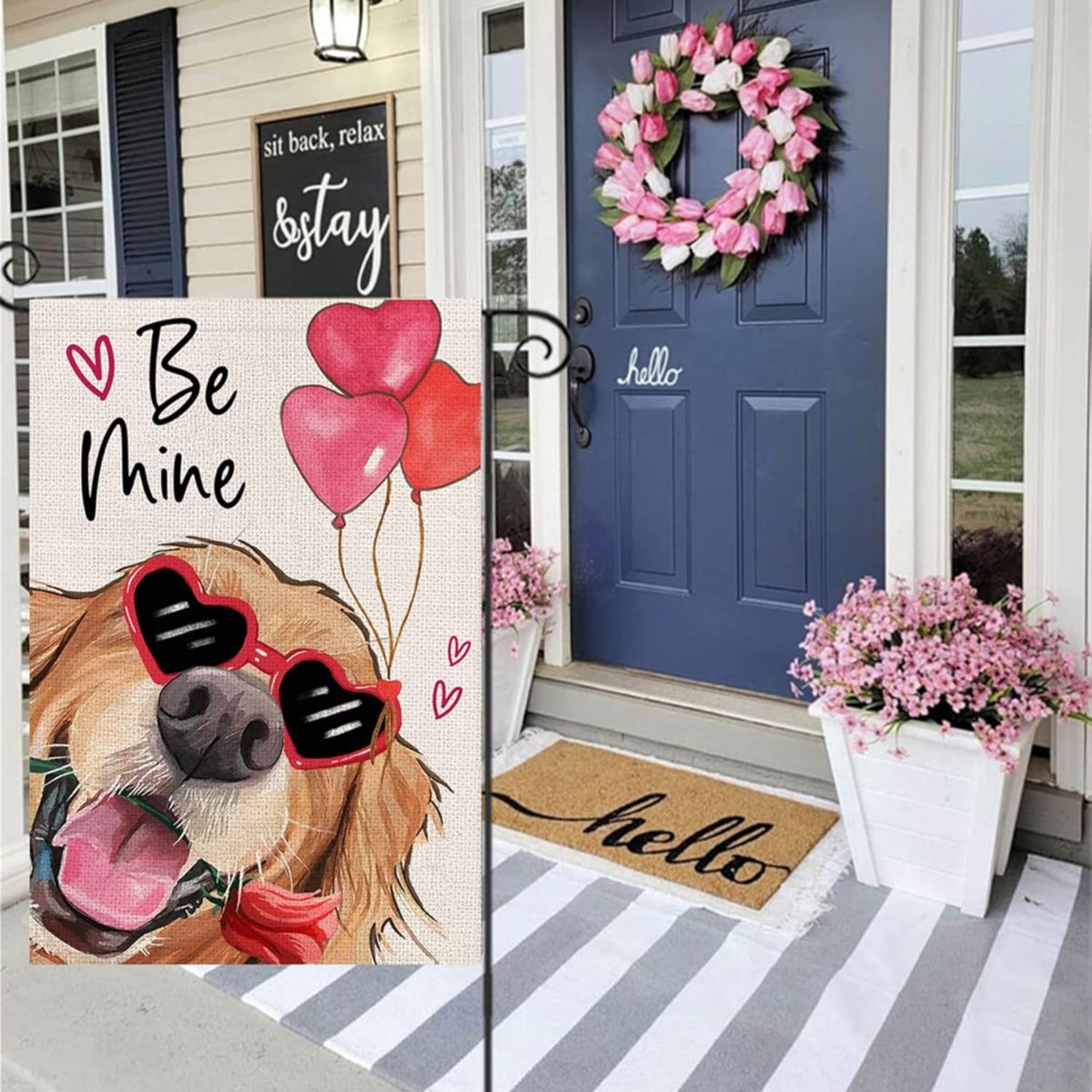 Be Mine Printed Valentine Themed House Flag-Globe Flags