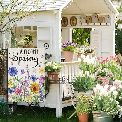 Wildflowers Printed Flag Banner For Yard Decoration-Globe Flags