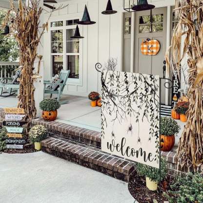 Halloween Welcome Sign Garden Flag-Globe Flags