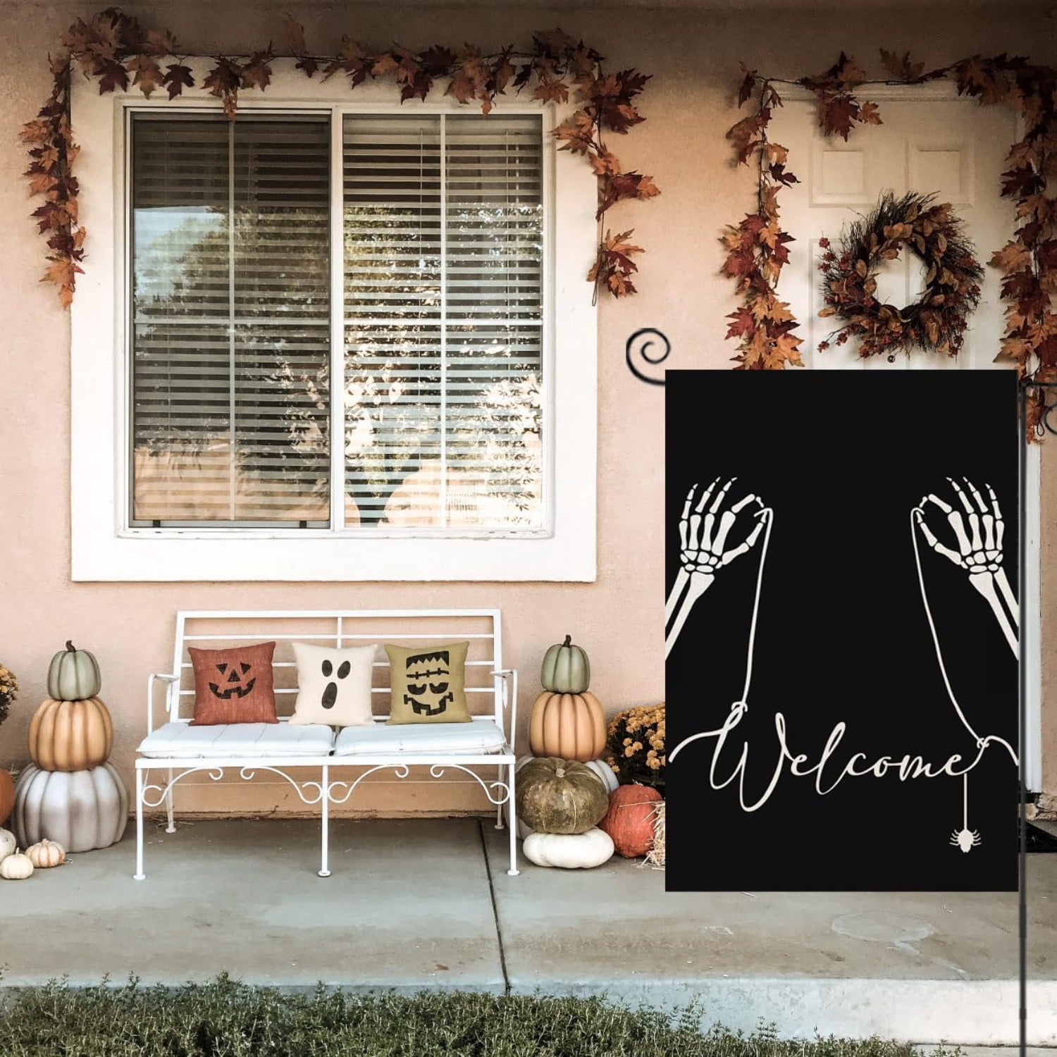 Halloween Themed Welcome Sign Flag-Globe Flags