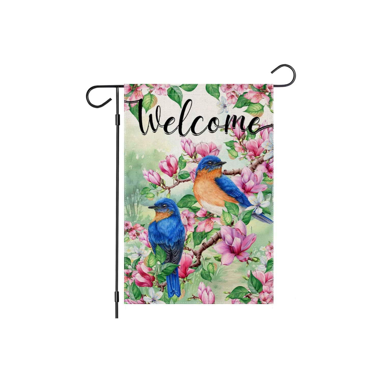 Flower And Birds Designed Decorative Welcome Sign-Globe Flags