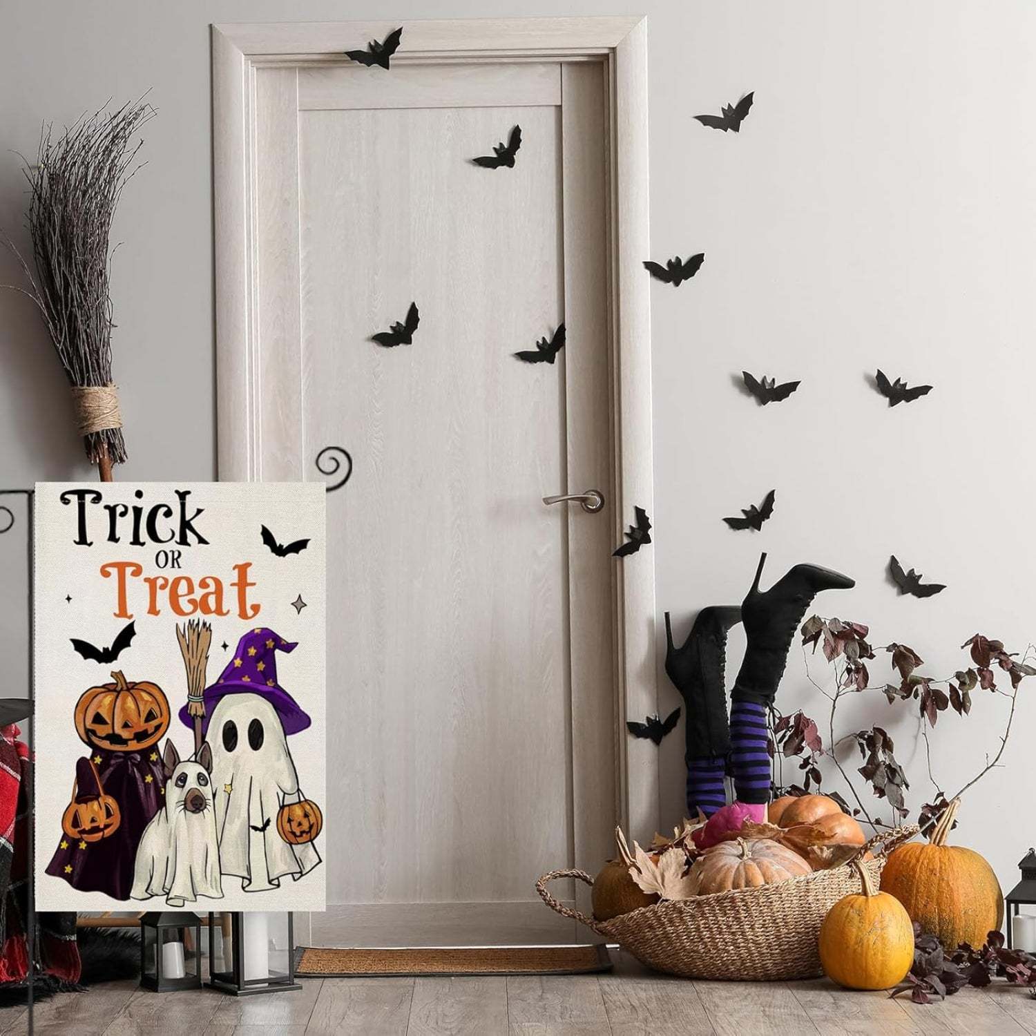 Trick Or Treat Sign Printed Halloween Garden Flag-Globe Flags