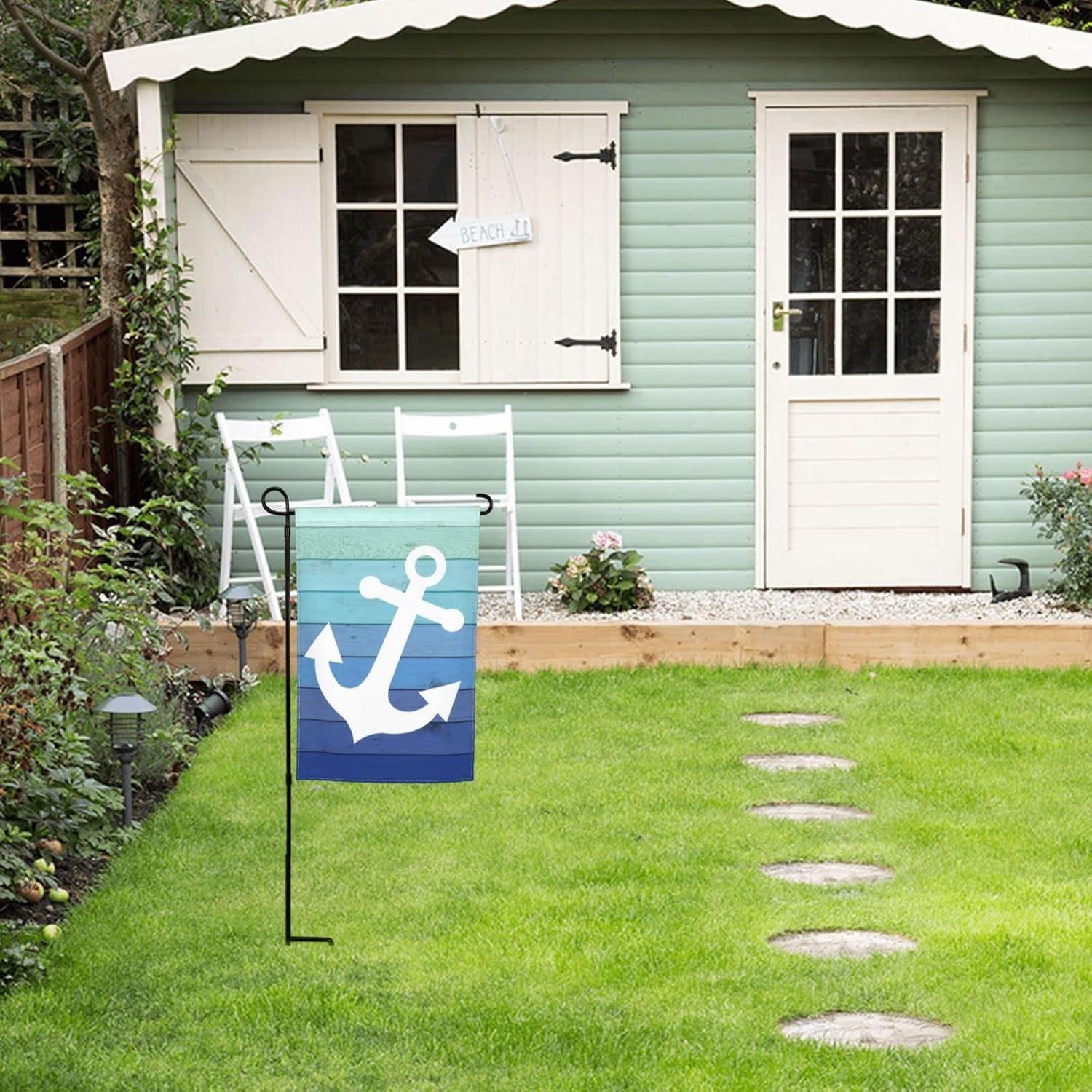 Double Sided Nautical Anchor Garden Flag-Globe Flags