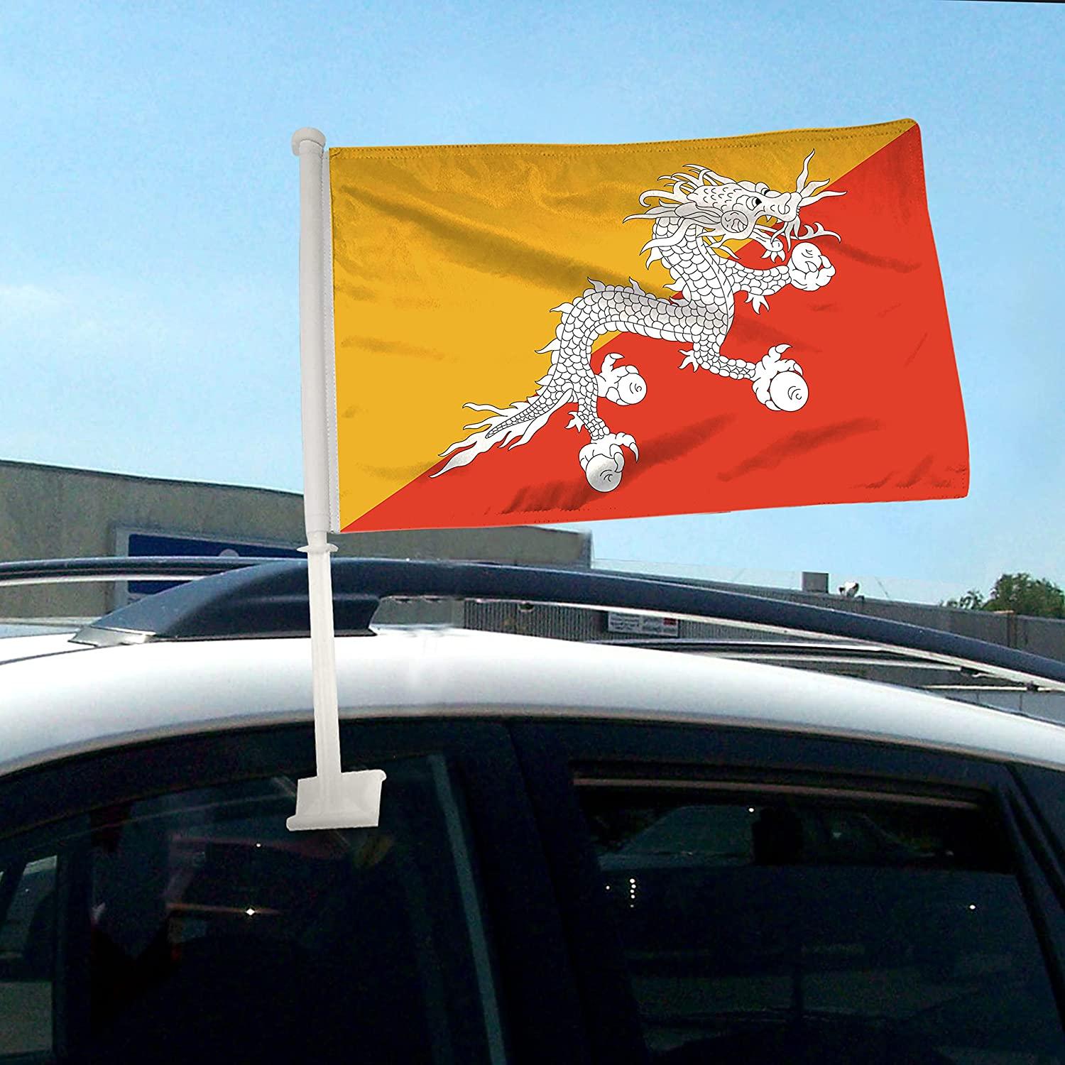 Designed Bhutan Car Window Mounted Flag For Car-Globe Flags