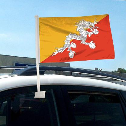 Designed Bhutan Car Window Mounted Flag For Car-Globe Flags