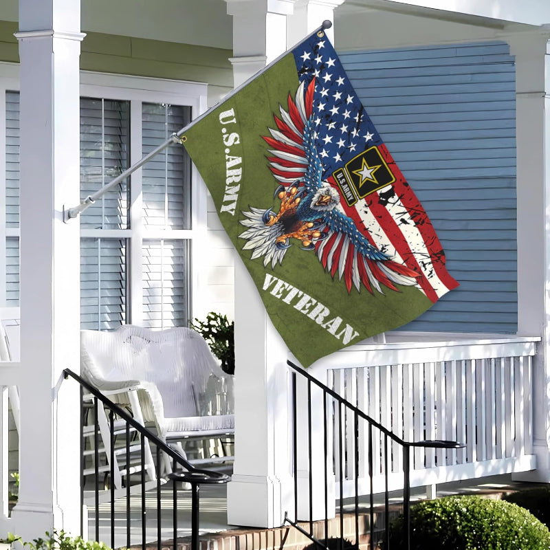 US Army Veteran Double Sided Garden Flag With Eagle Design-Globe Flags