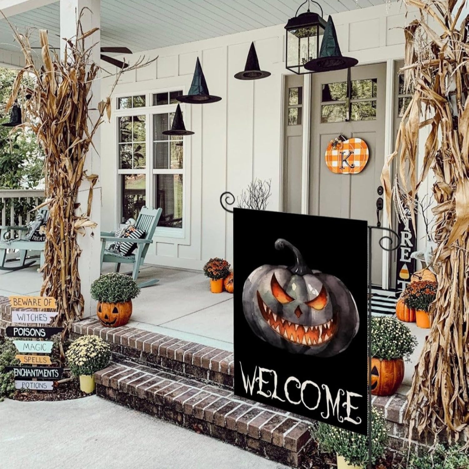 Halloween Pumpkin Printed Garden Flag For Yard Decor in garden yard setting