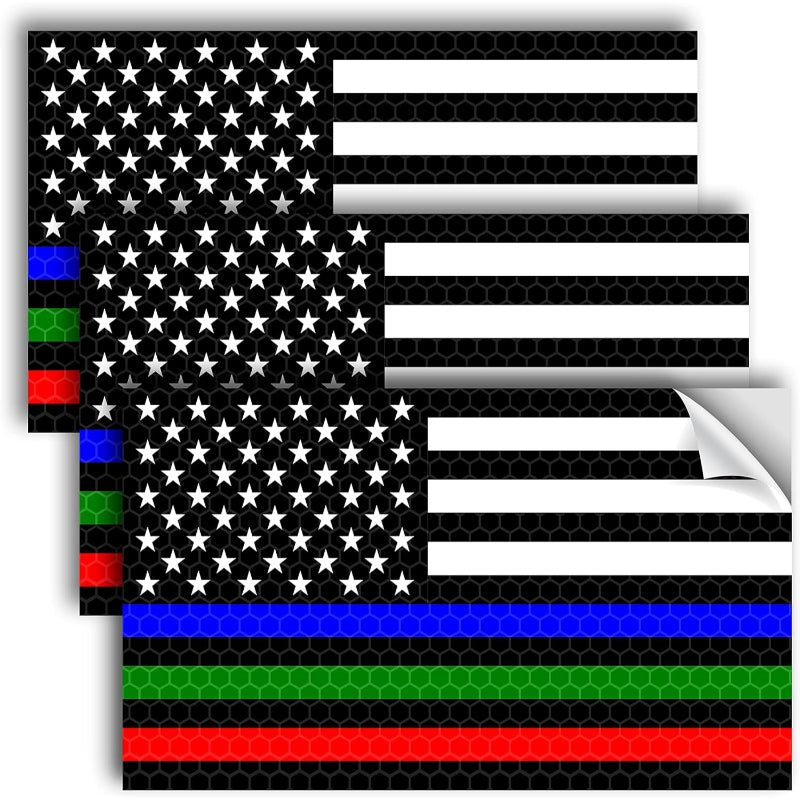 3 Pc Reflective American Flag Sticker-Globe Flags