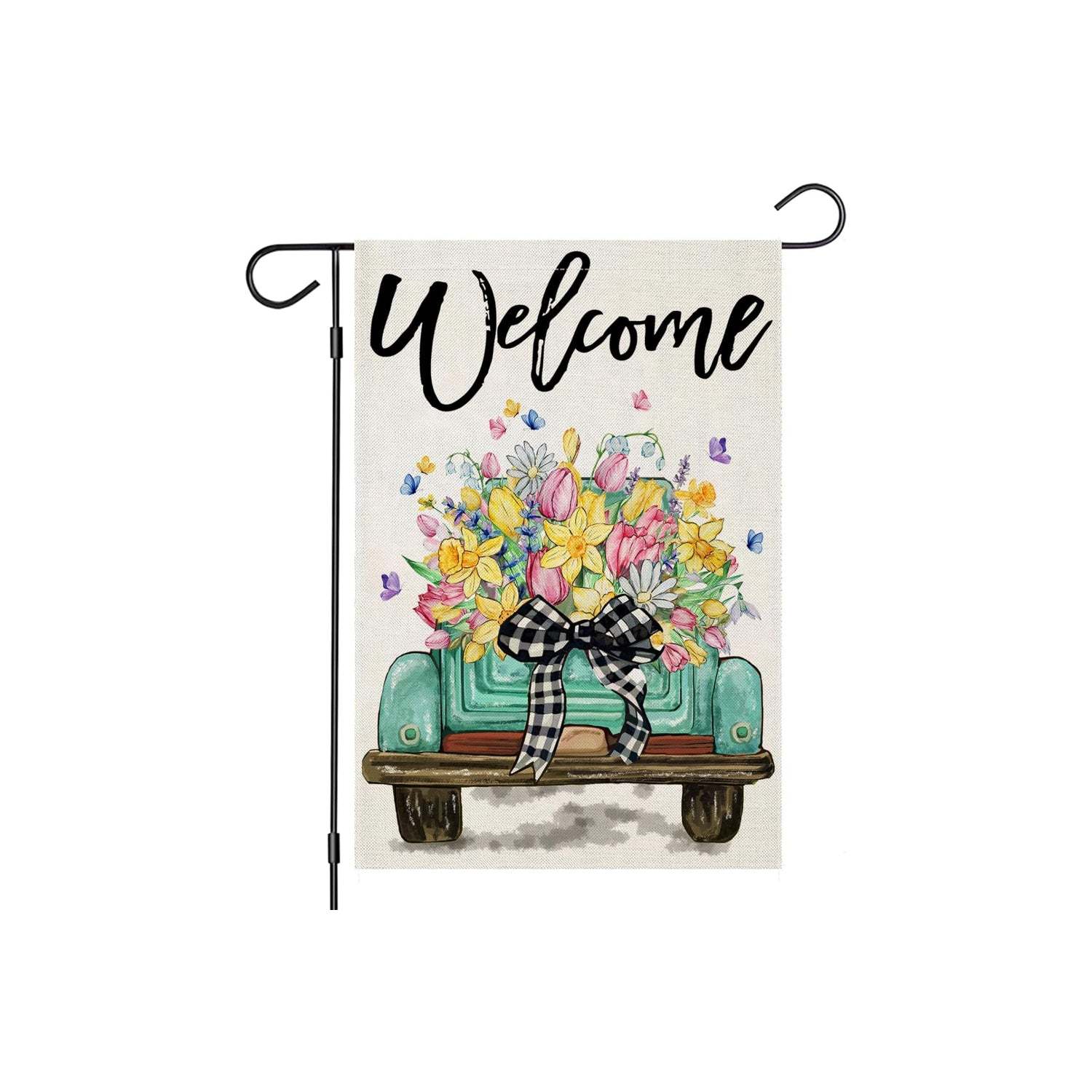 Seasonal Truck With Flowers Printed Garden Flag-Globe Flags