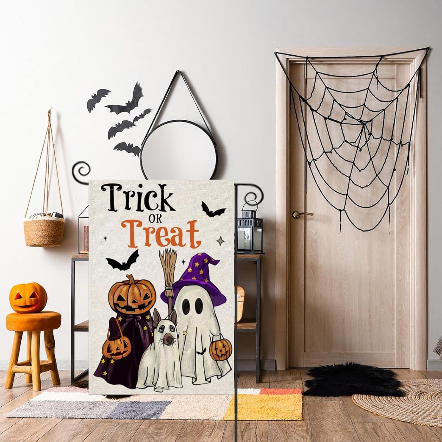 Trick Or Treat Sign Printed Halloween Garden Flag-Globe Flags