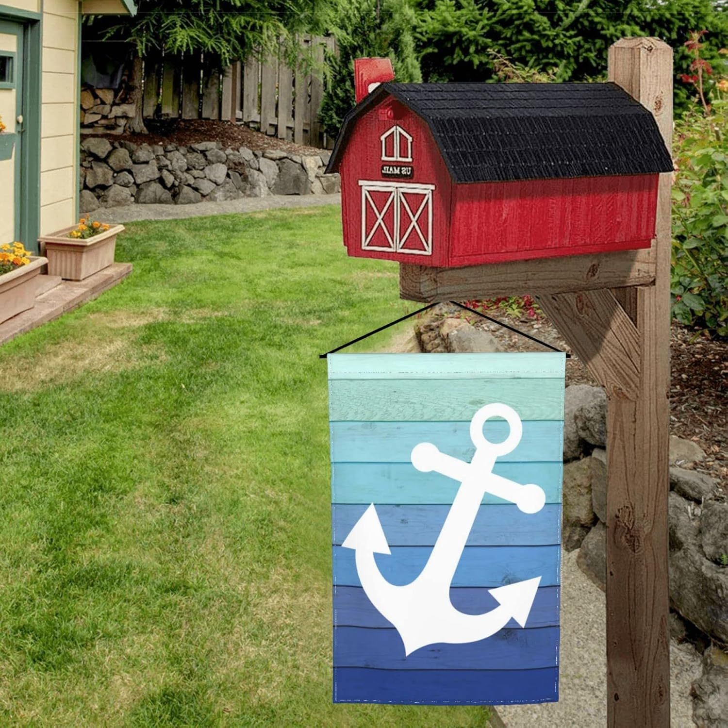 Double Sided Nautical Anchor Garden Flag-Globe Flags
