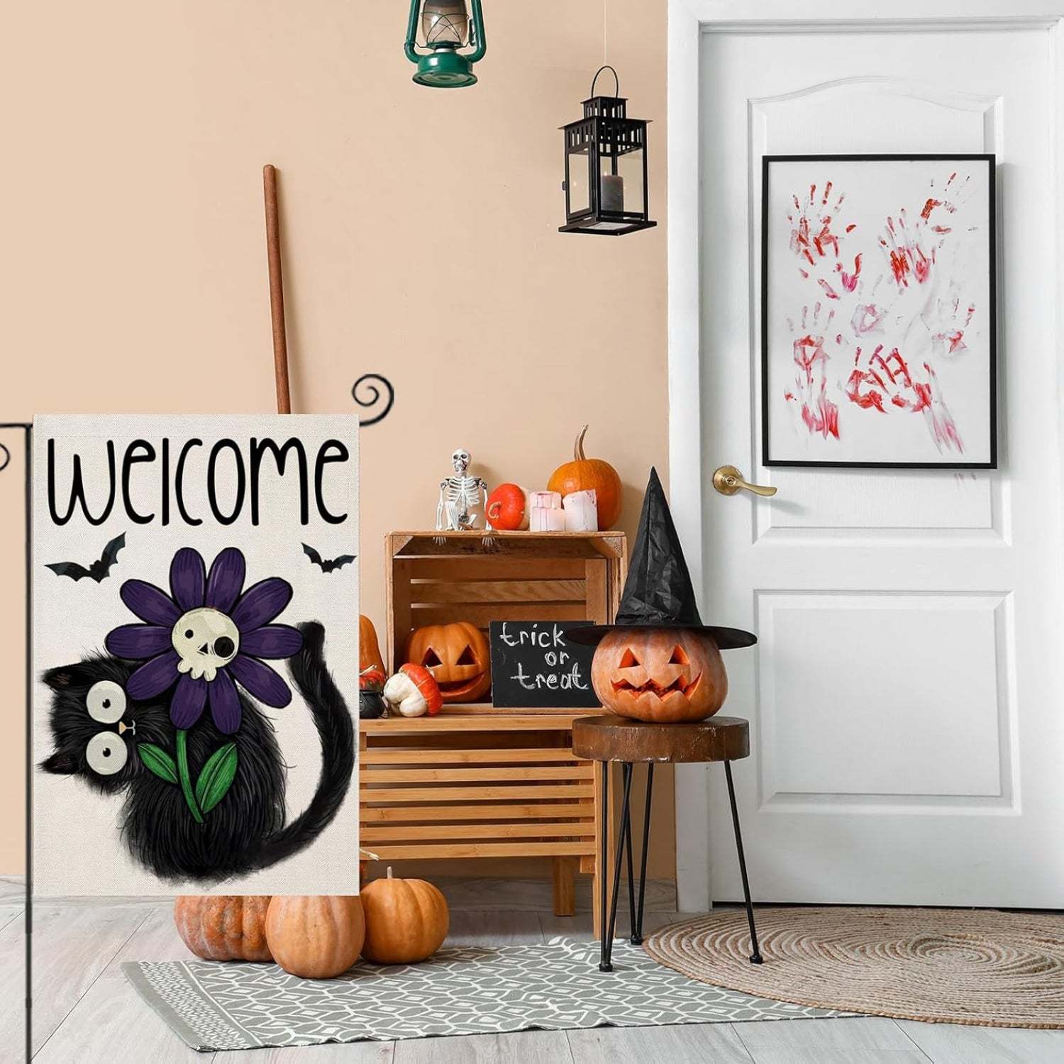 Halloween Theme Welcome Sign Flag For Decoration-Globe Flags