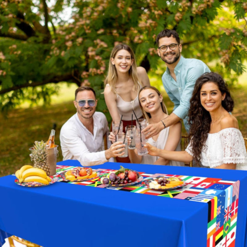 162 Pc World Flags Printed Party Tableware Set-Globe Flags