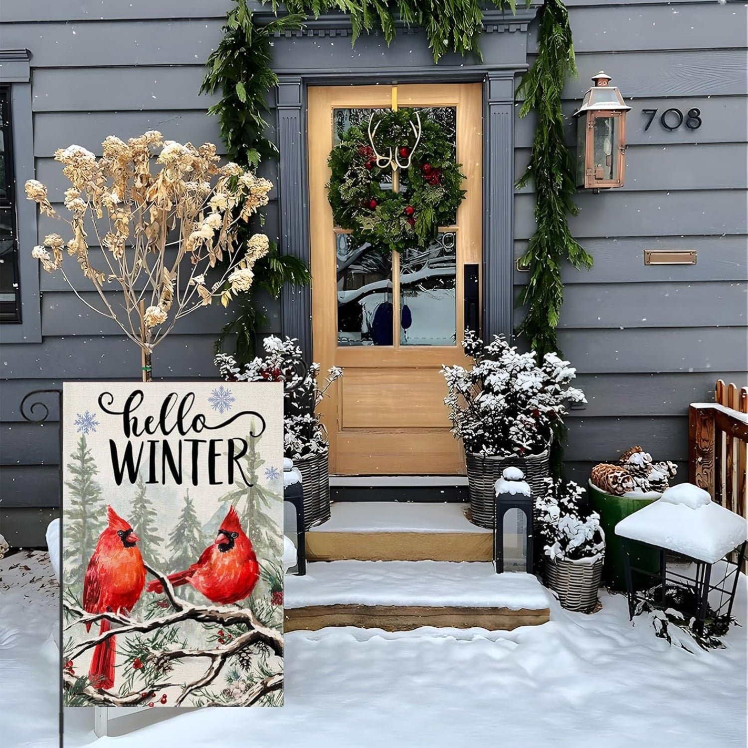 Winter Birds Designed Flag For Christmas Decoration-Globe Flags