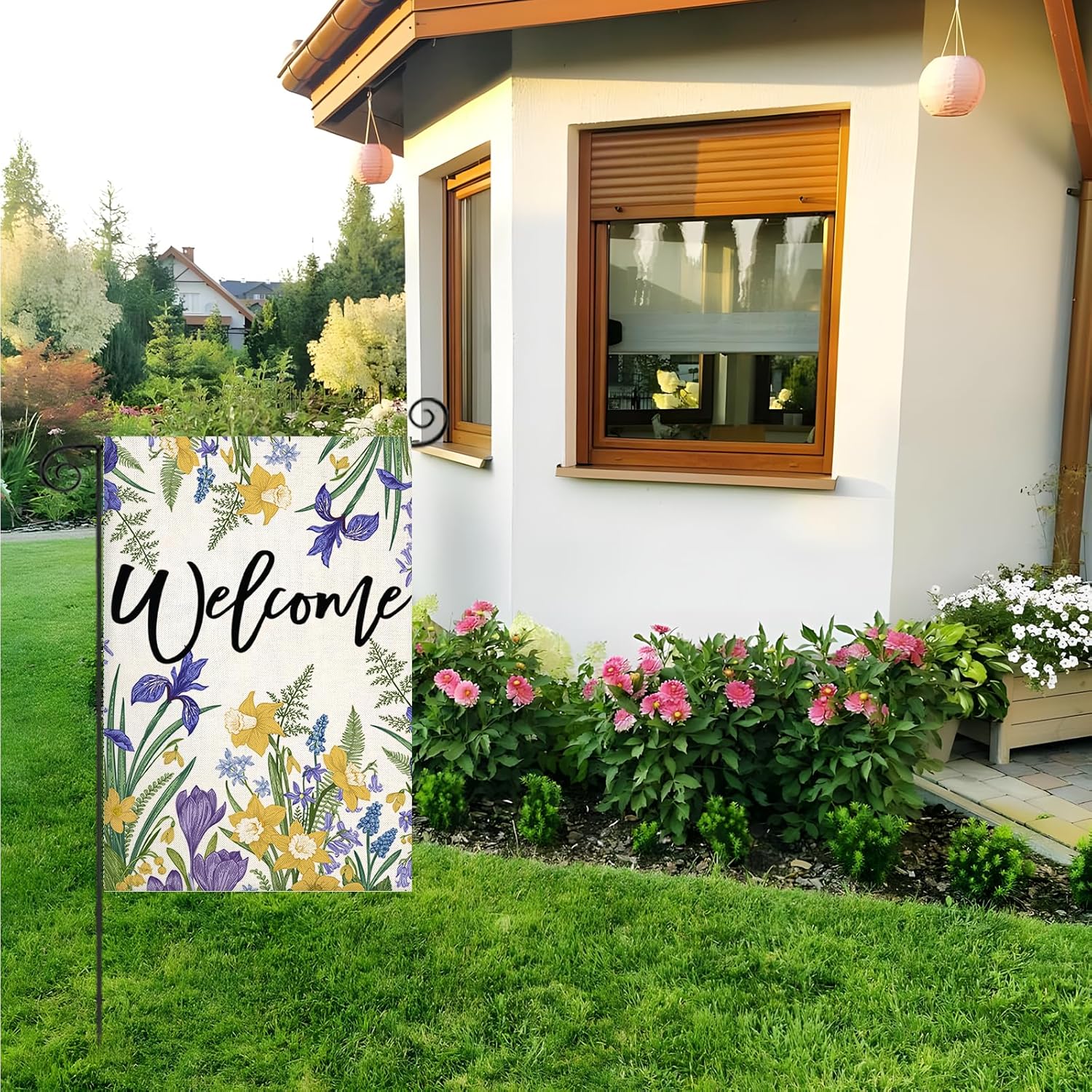 Floral Themed Decorative Yard Banner-Globe Flags