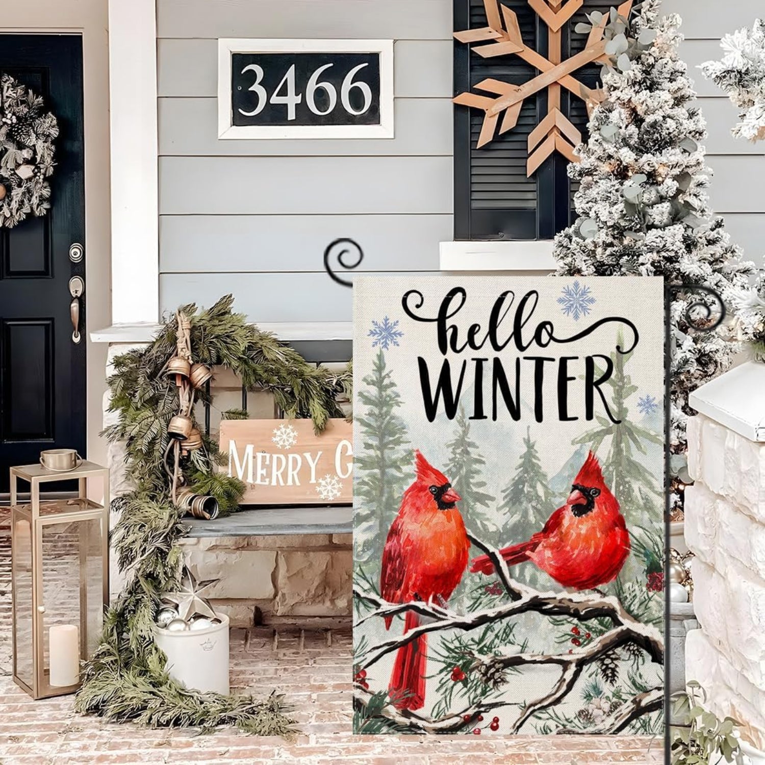 Winter Birds Designed Flag For Christmas Decoration-Globe Flags