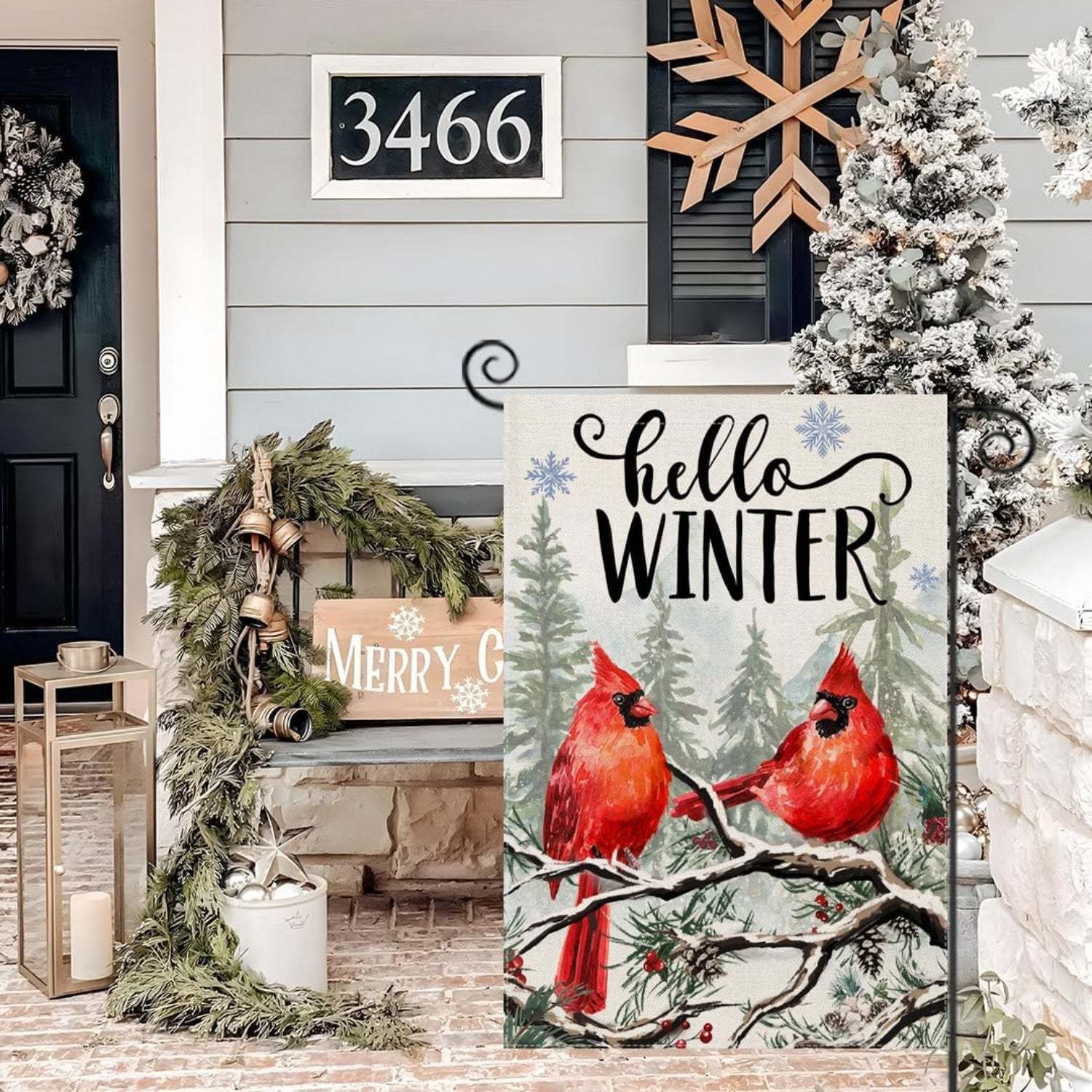 Winter Birds Designed Flag For Christmas Decoration-Globe Flags