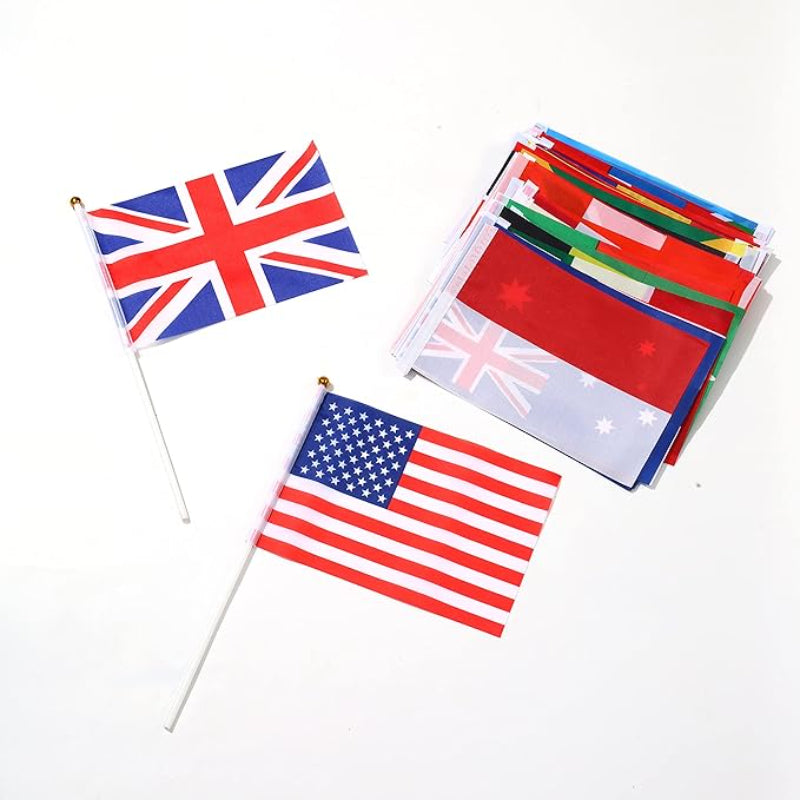 100 Countries International Mini Handheld Flags Set-Globe Flags