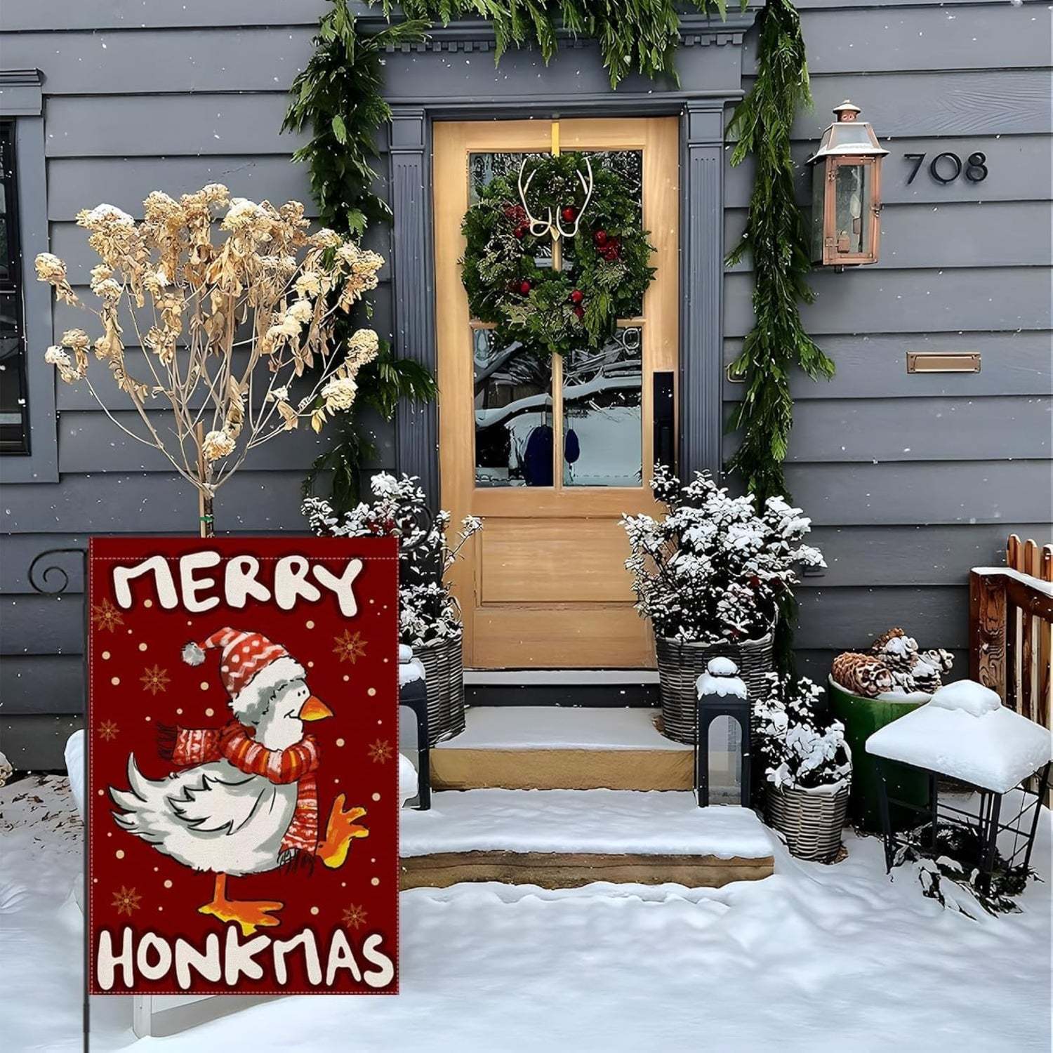 Christmas Goose Printed Garden Flag For Holiday Decoration-Globe Flags