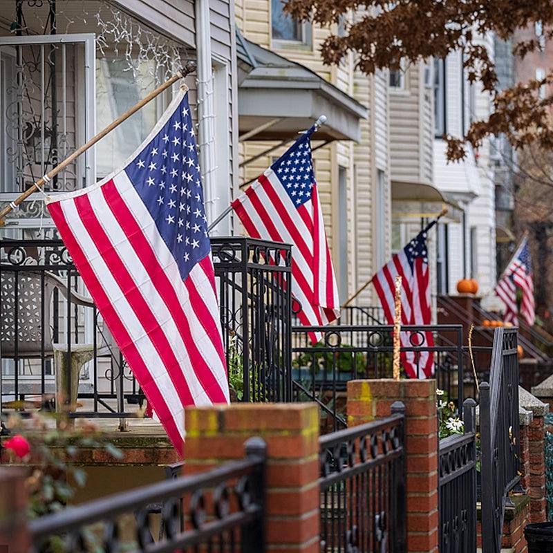 Embroidered Stars American Flag – Outdoor Flag with Brass Grommets flying on outdoor flagpole