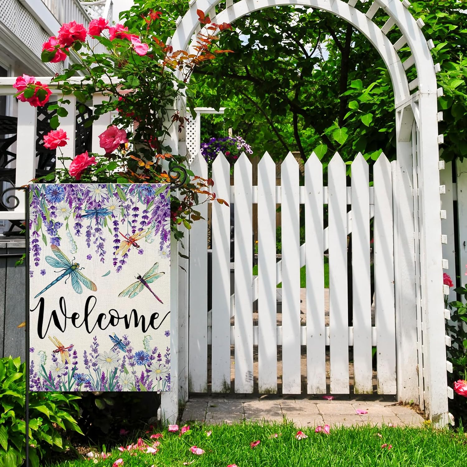 Welcome Garden Flag For Outdoor Decoration size reference showing 12x18 inch dimensions