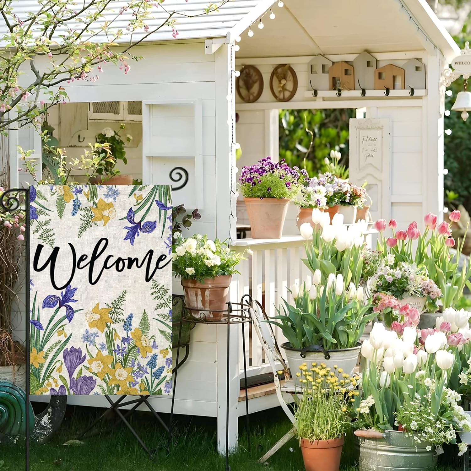 Floral Themed Decorative Yard Banner-Globe Flags