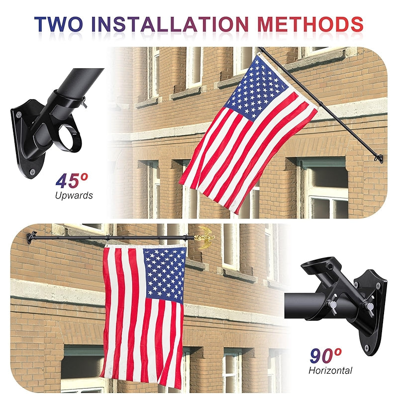 Flag Pole Kit With USA Flag Heavy Duty Tangle Free Design