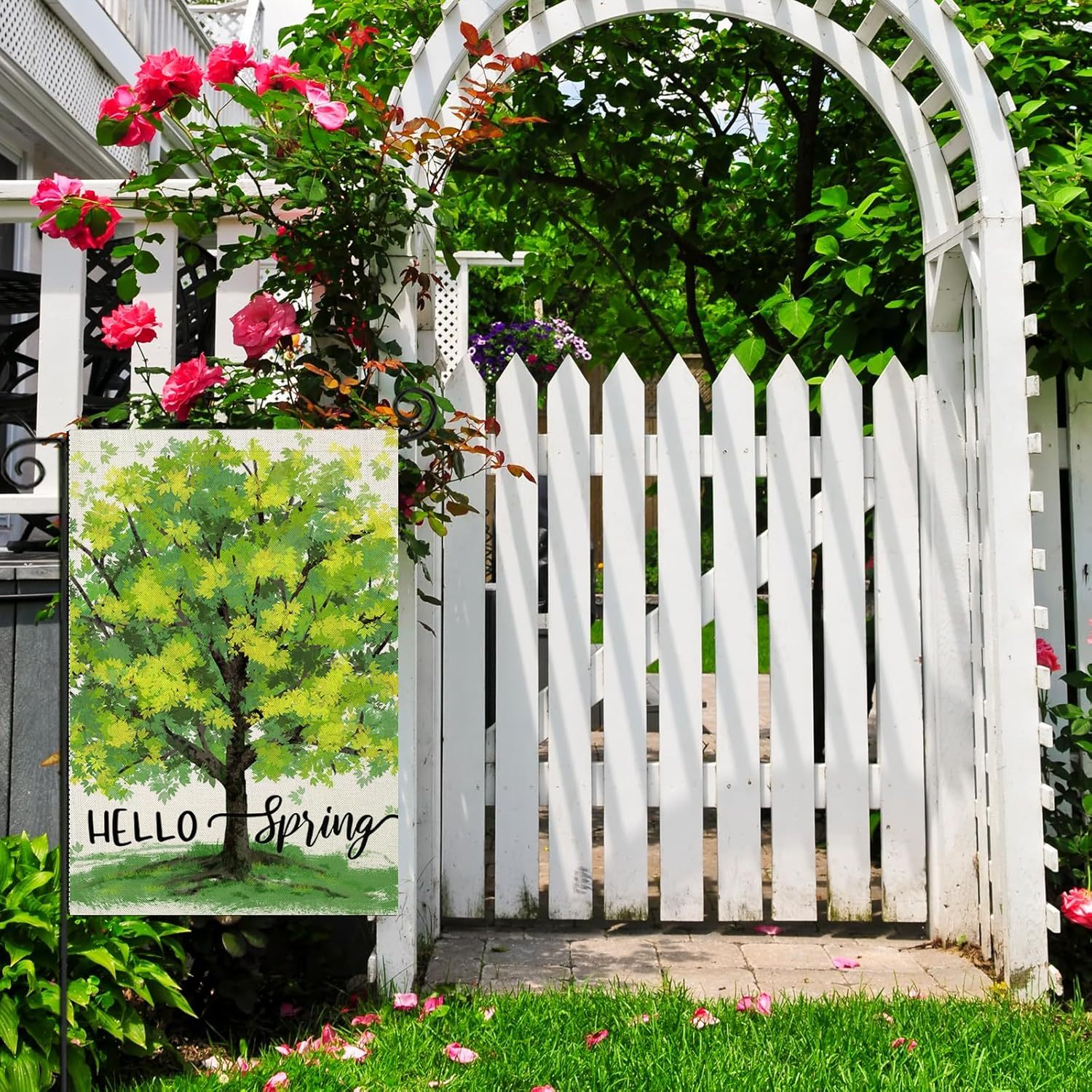 Spring Welcoming Sign Board For Decor-Globe Flags
