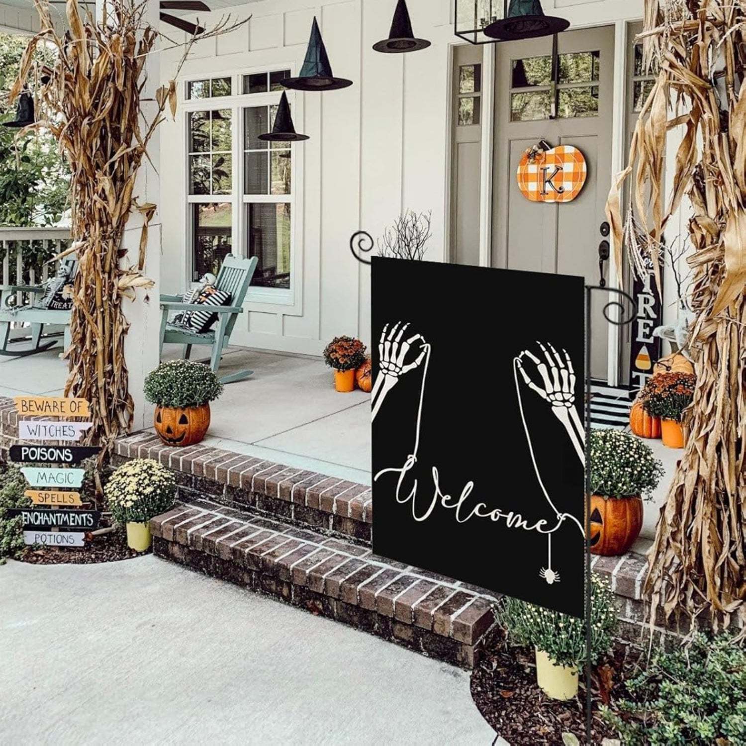 Halloween Themed Welcome Sign Flag-Globe Flags