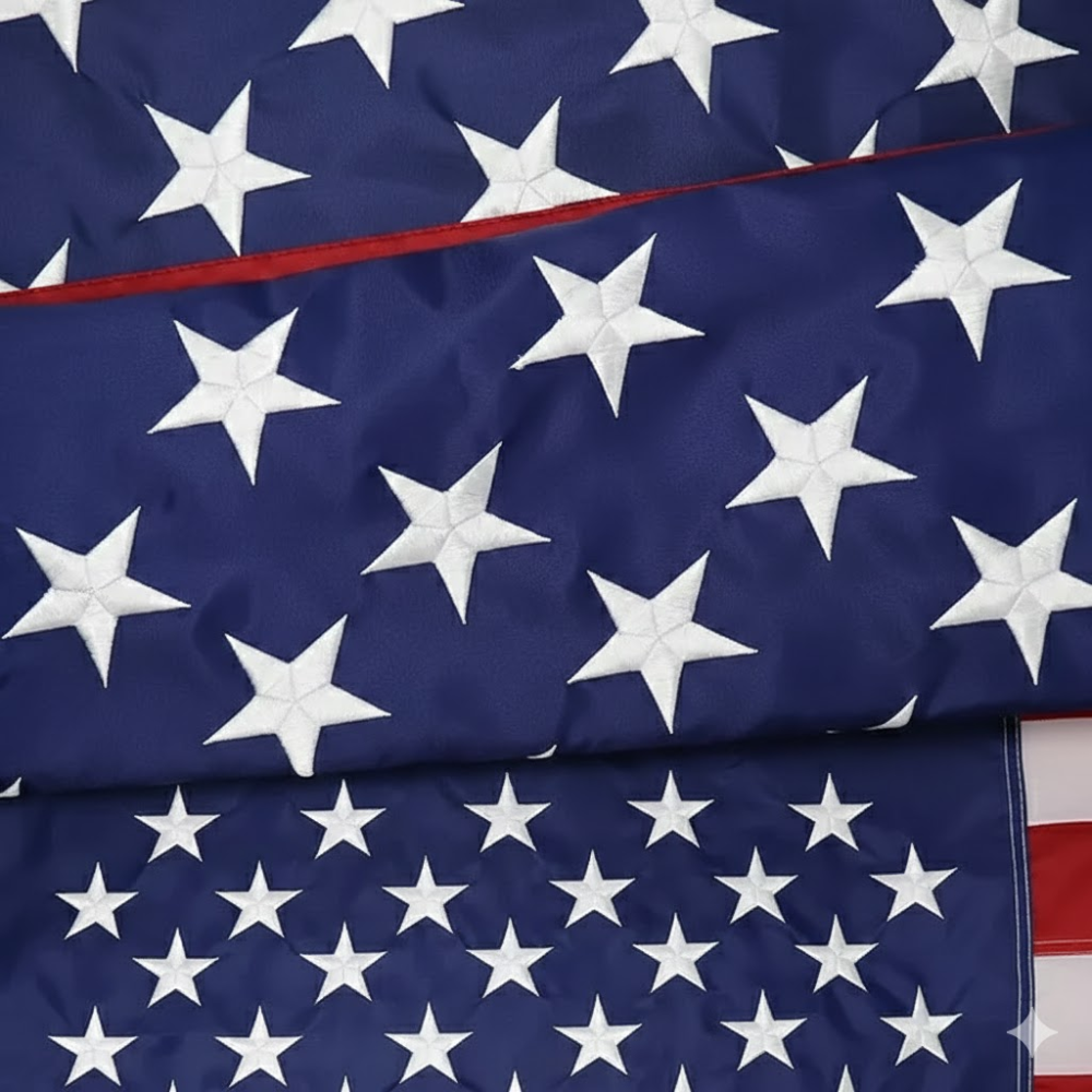 Outdoor American Flag With Embroidered Stars