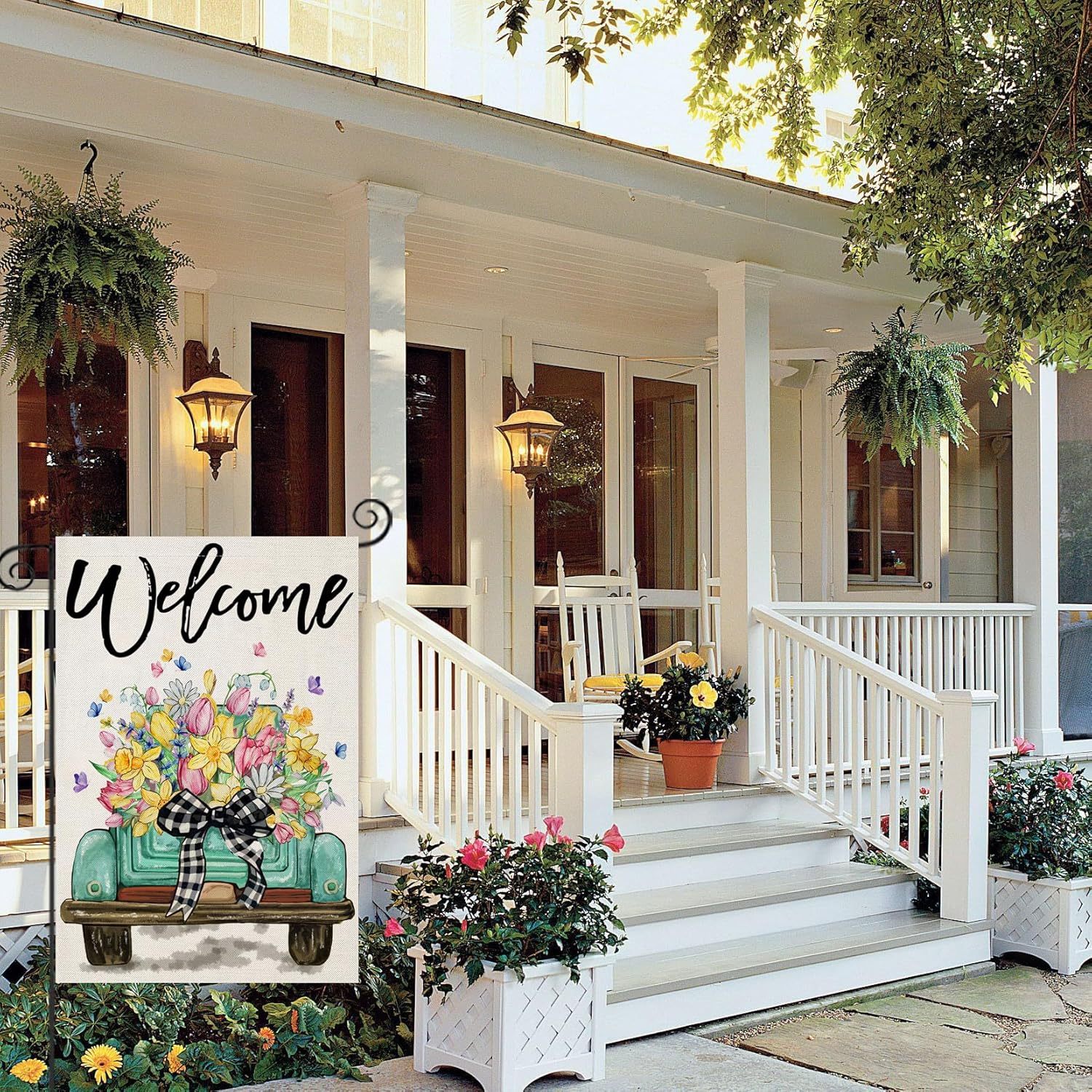 Seasonal Truck With Flowers Printed Garden Flag-Globe Flags