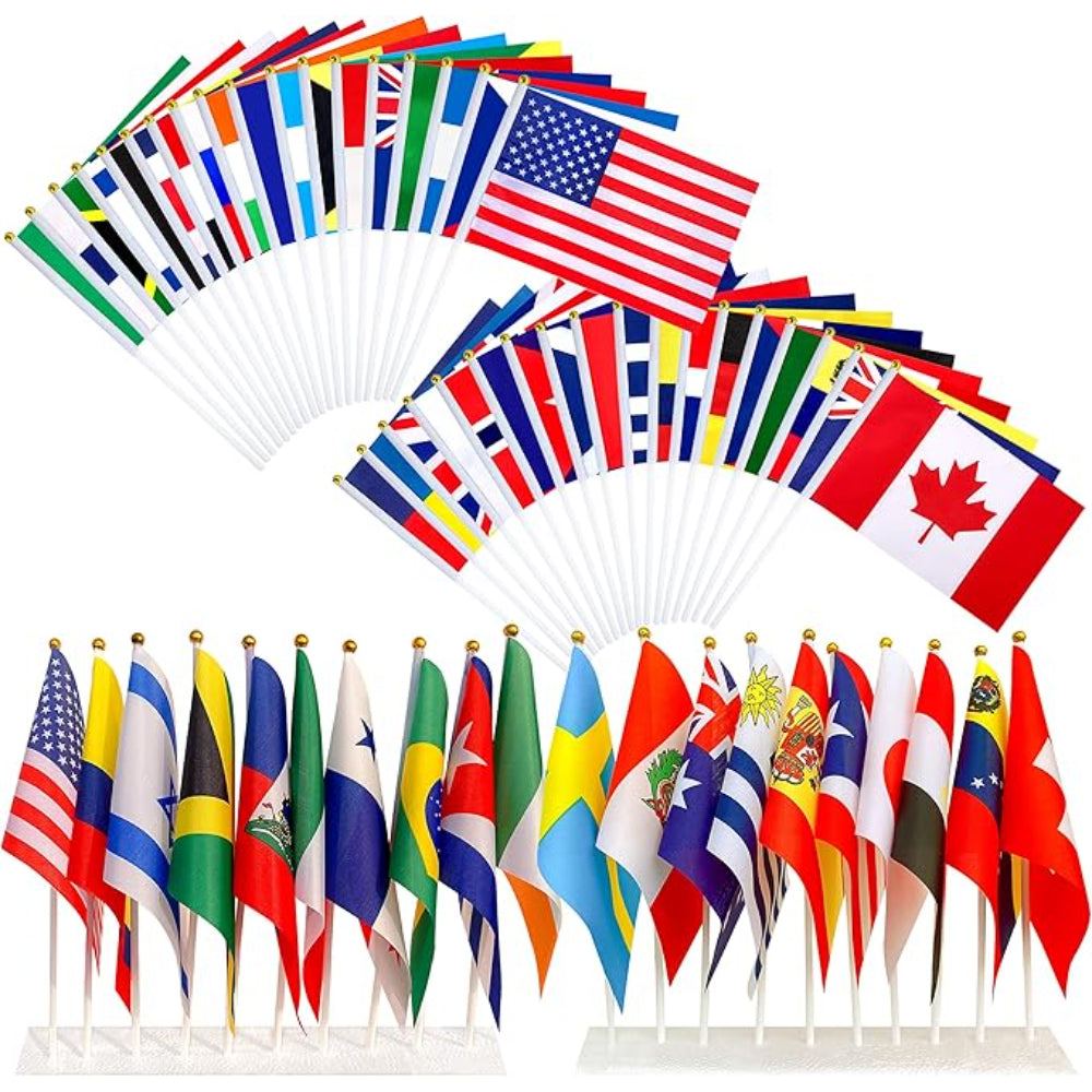 200 Pack Small International Flags - front view on white background